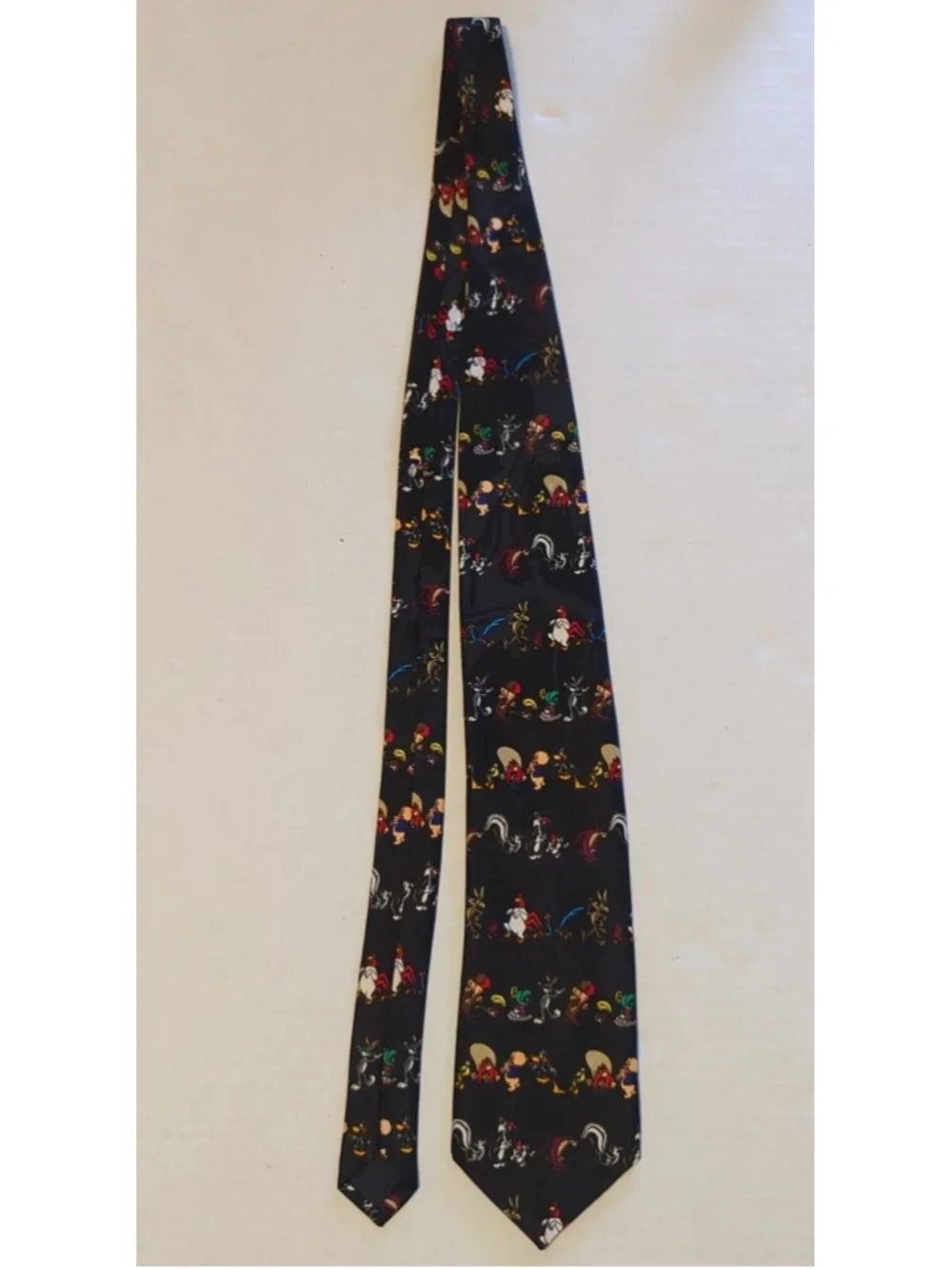 Vintage Looney Tunes Mania Tie Black Necktie Bugs Porky Daffy Tweety 1995 90s